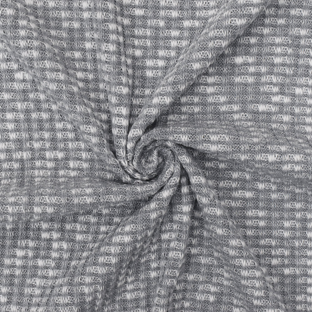 1 Yard Glacier Gray White Texture Stretch 3x2 Rib Knit Fabric 58 Inches Wide