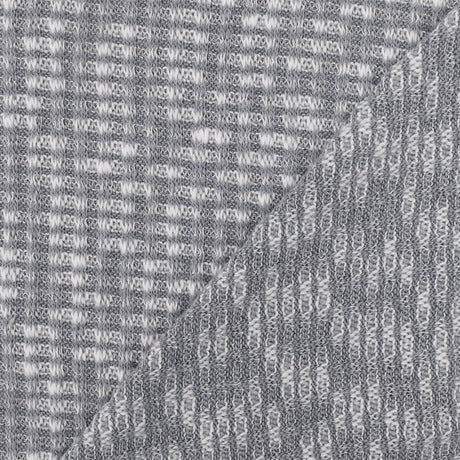 1 Yard Glacier Gray White Texture Stretch 3x2 Rib Knit Fabric 58 Inches Wide