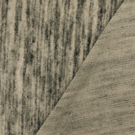 1 Yard Old Beige, Gray & Black Slub Stretch Brushed Jersey Knit Fabric of Soft Hand, Good Drape ,55 Inches Wide