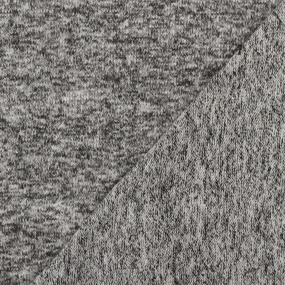 1 Yard of White & Gray Brushed Knit Fabric, Lightweight with Soft Hand & Matte Finish, 55" Width