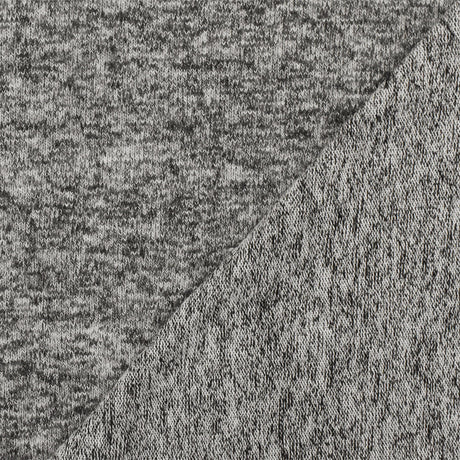 1 Yard of White & Gray Brushed Knit Fabric, Lightweight with Soft Hand & Matte Finish, 55" Width