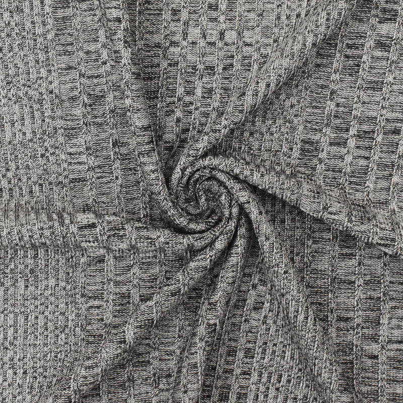 1 Yard Moon Silver & Black Texture Stretch Poly Rib Knit Fabric for Activewear, 66 Inches Wide