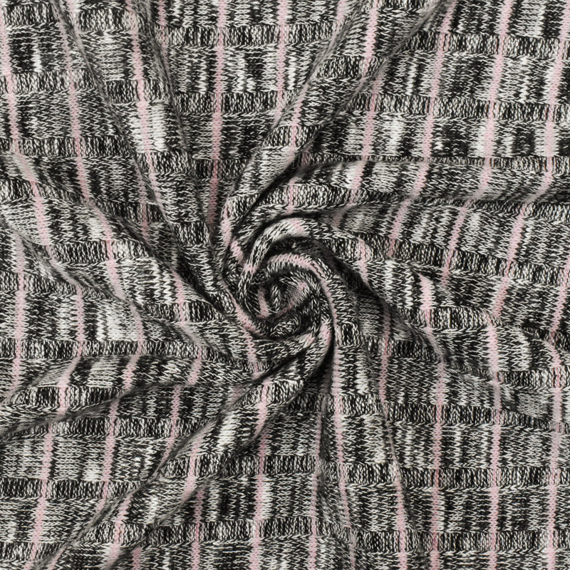 1 Yard Light Pink Stripe Rib Knit, Opaque Matte Fabric for Blouses & Activewear, 59" Wide
