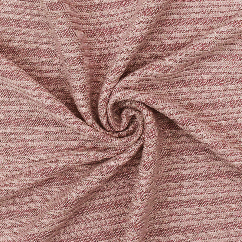 1 Yard Dusty Rose & White Textured Rib Knit Soft Horizontal Stretch Fabric for Apparel, 56" Wide