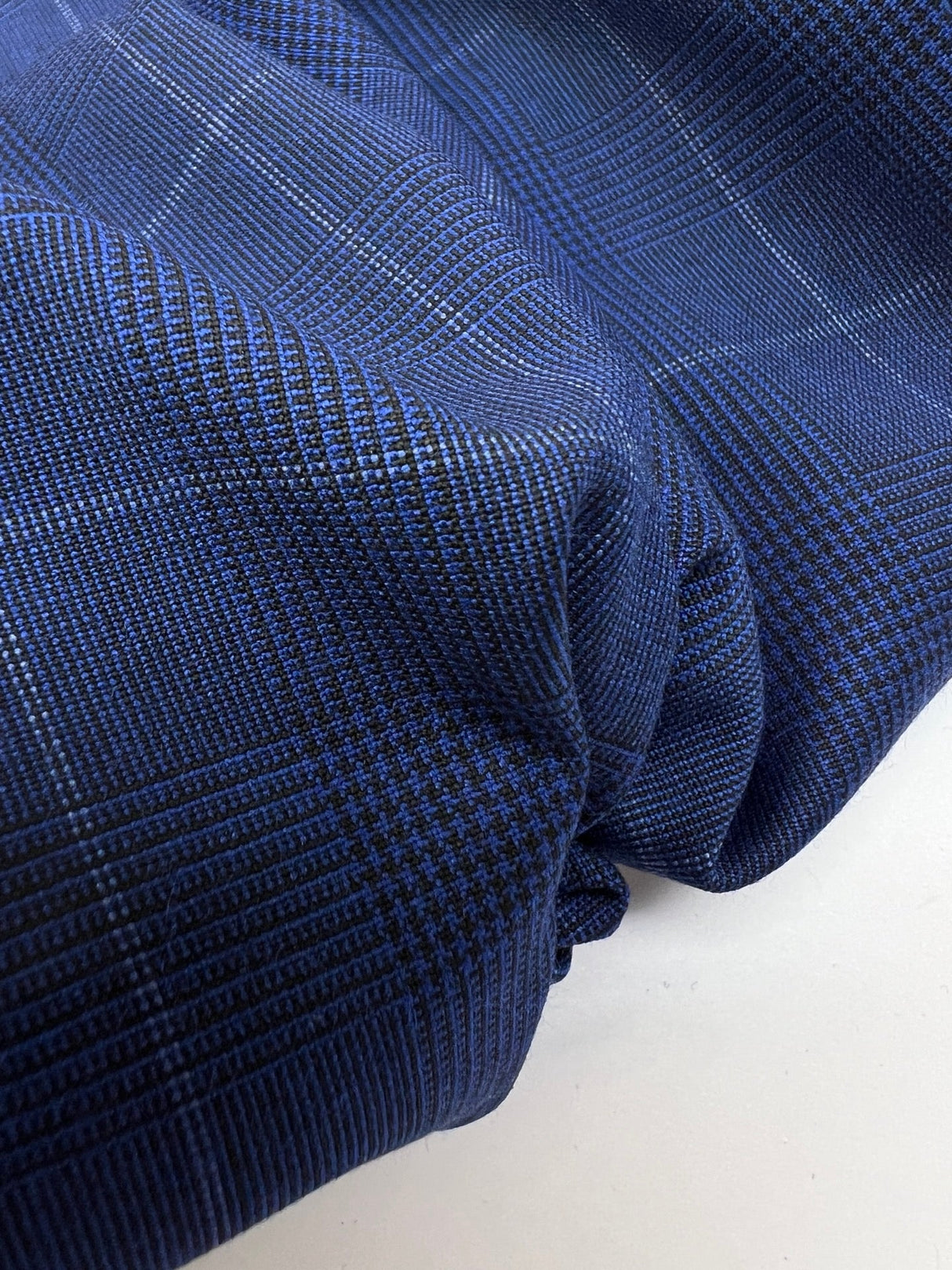 Polyamide Elastane Checked Fabric Blue Black