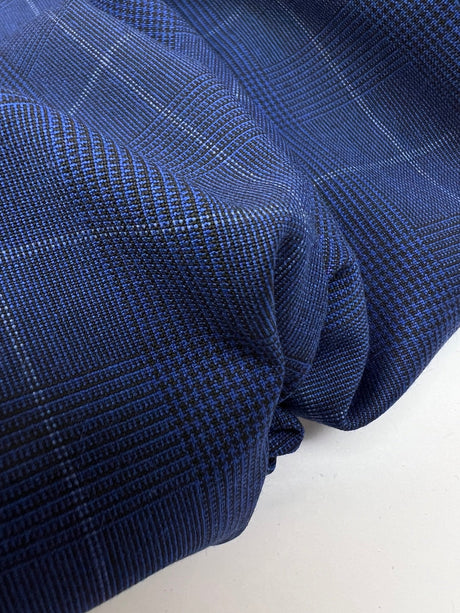 Polyamide Elastane Checked Fabric Blue Black