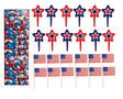 Oasis Supply, USA Cake Decorating - Includes 12, Red White & Blue Star Picks, 12 USA! Food Flag Picks, & 4oz Edible Red, White, & Blue Star Sprinkle Quins