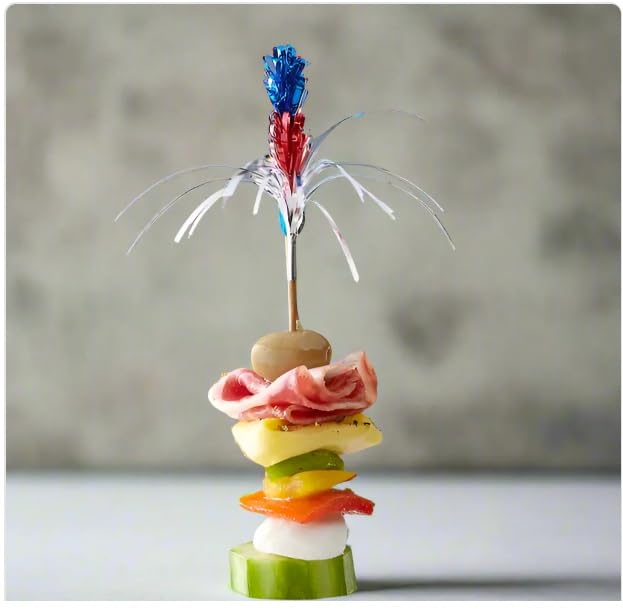 Oasis Supply, USA Cake Decorating Bundle - Includes 24 Sparkler Food Pick, 12 USA! Food Flag Picks, & 4oz Edible Red, White, & Blue Sprinkle