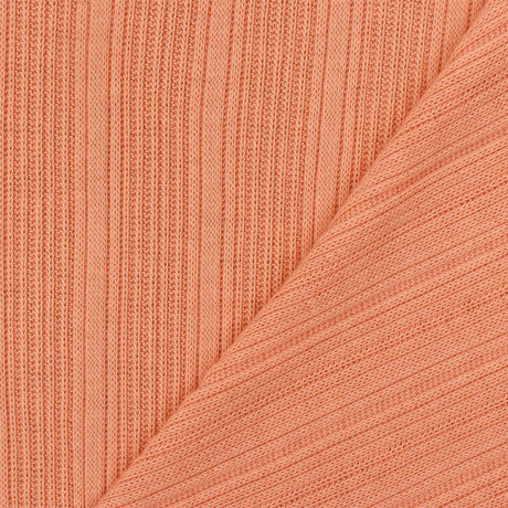 1 Yard Coral Orange Solid Rib Knit Lightweight Stretch Fabric for Dresses & Blouses , 52 Inches Width