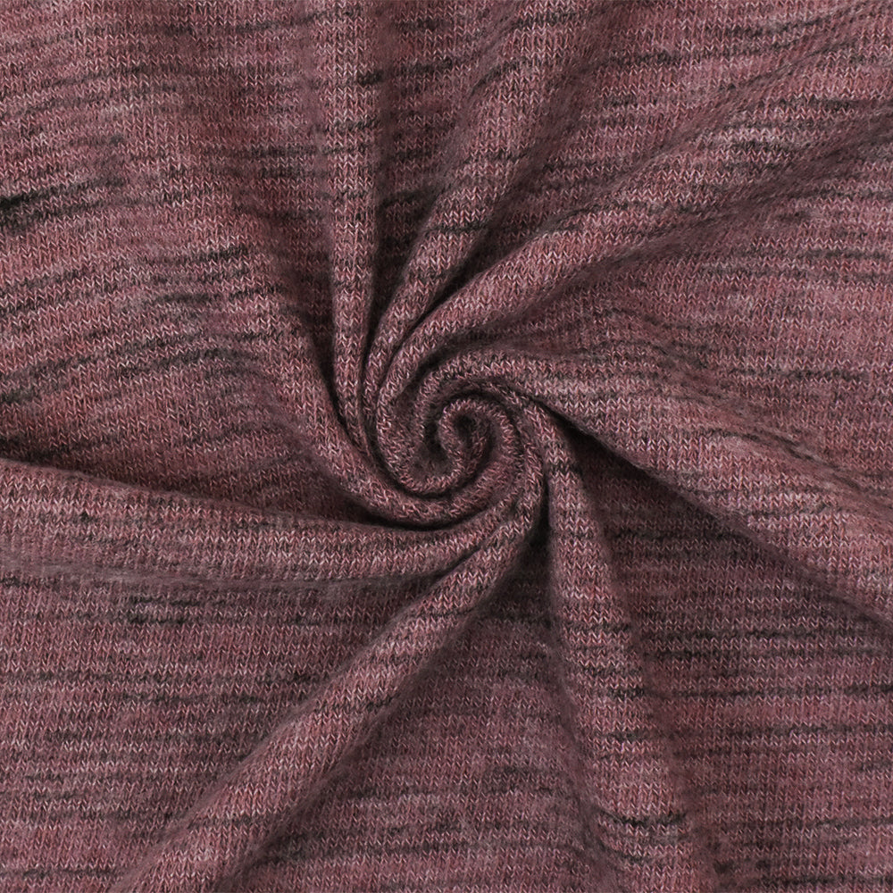 1 Yard Rouge Pink & Black Slub Brushed Jersey Lightweight Stretch Fabric for Apparel, 56 Inches Wide