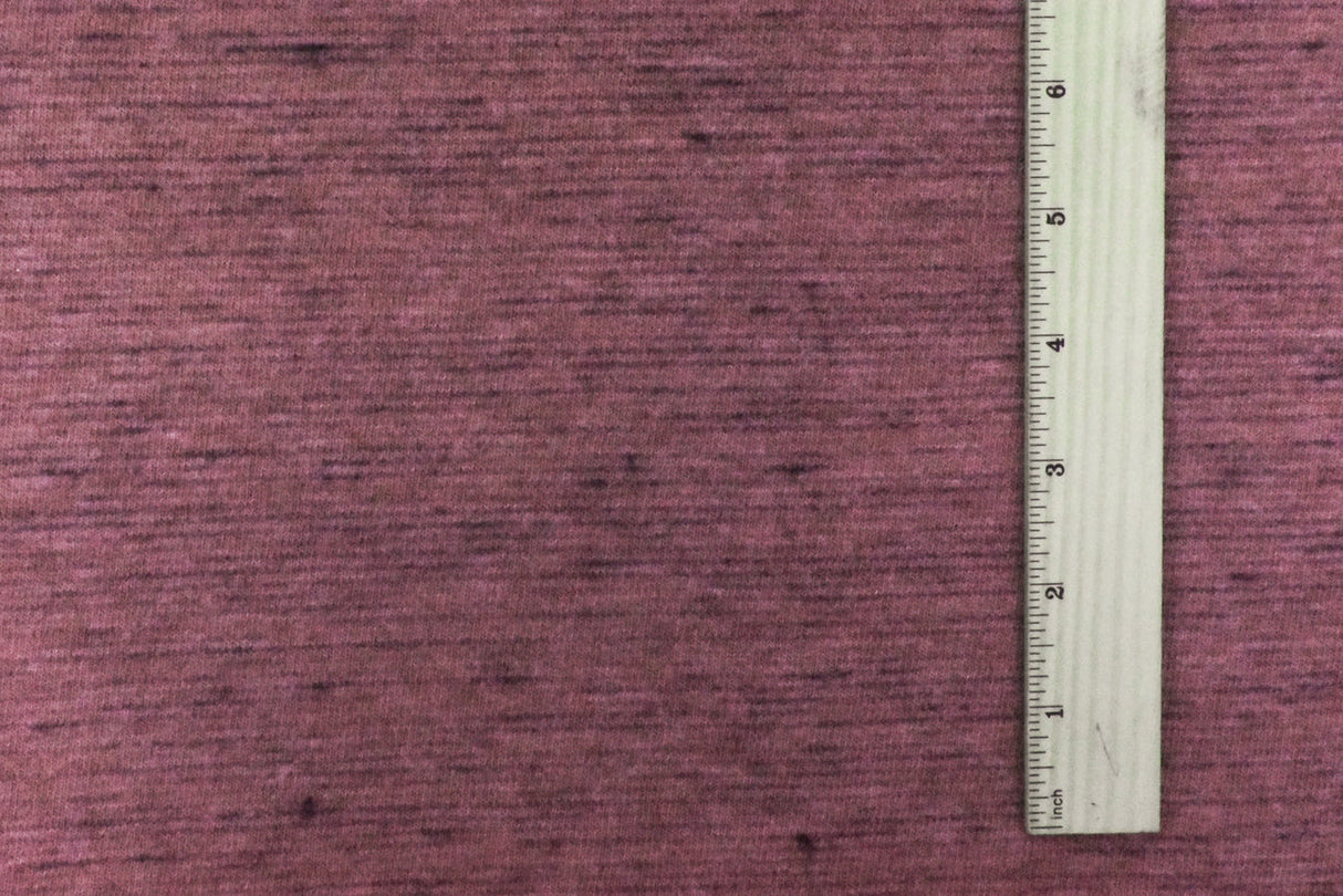 1 Yard Rouge Pink & Black Slub Brushed Jersey Lightweight Stretch Fabric for Apparel, 56 Inches Wide