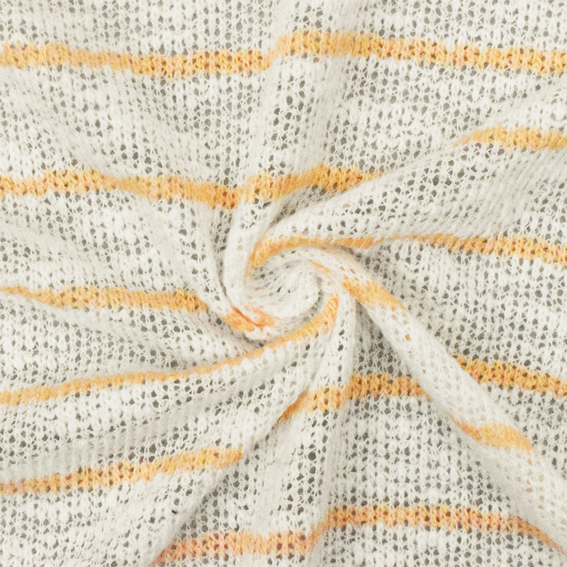 1 Yard Apricot Orange & White Stripe Stretch Jersey Knit Fabric, 55 Inches Wide