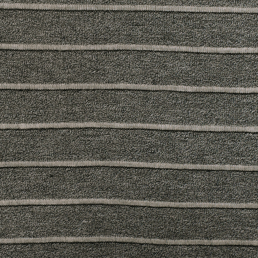 1 Yard Light Gray & Black Stripe Knit Semi Sheer Jersey with Matte Finish , 55 Inches Wide