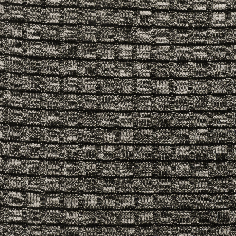 1 Yard Black & White Rib Knit Matte Poly Spandex Lightweight, Opaque 58" Wide