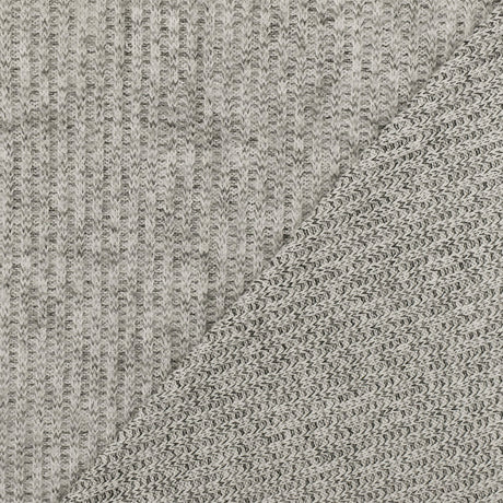 1 Yard Moon Gray, White & Black Poly Rayon Rib Knit Soft Hand , 56" Width