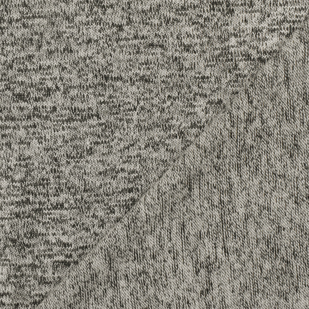 1 Yard Shadow Gray & White Textured Jersey Cotton Blend Knit Fabric, 58" Wide