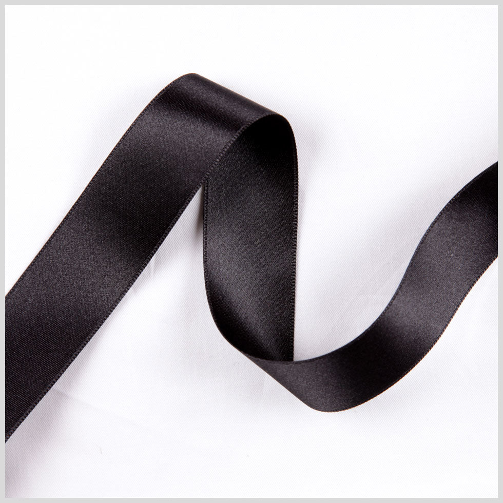 3/8" Black Double Face French Satin Ribbon