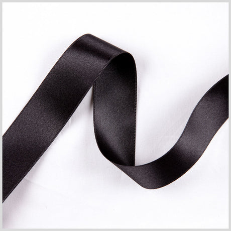 3/8" Black Double Face French Satin Ribbon