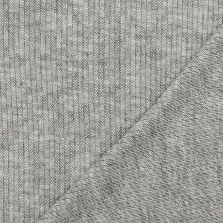 1 यार्ड हीदर क्लाउड ग्रे रिब निट सॉफ्ट रेयॉन और स्पैन्डेक्स स्ट्रेच फ़ैब्रिक, परिधान के लिए, 52" चौड़ा