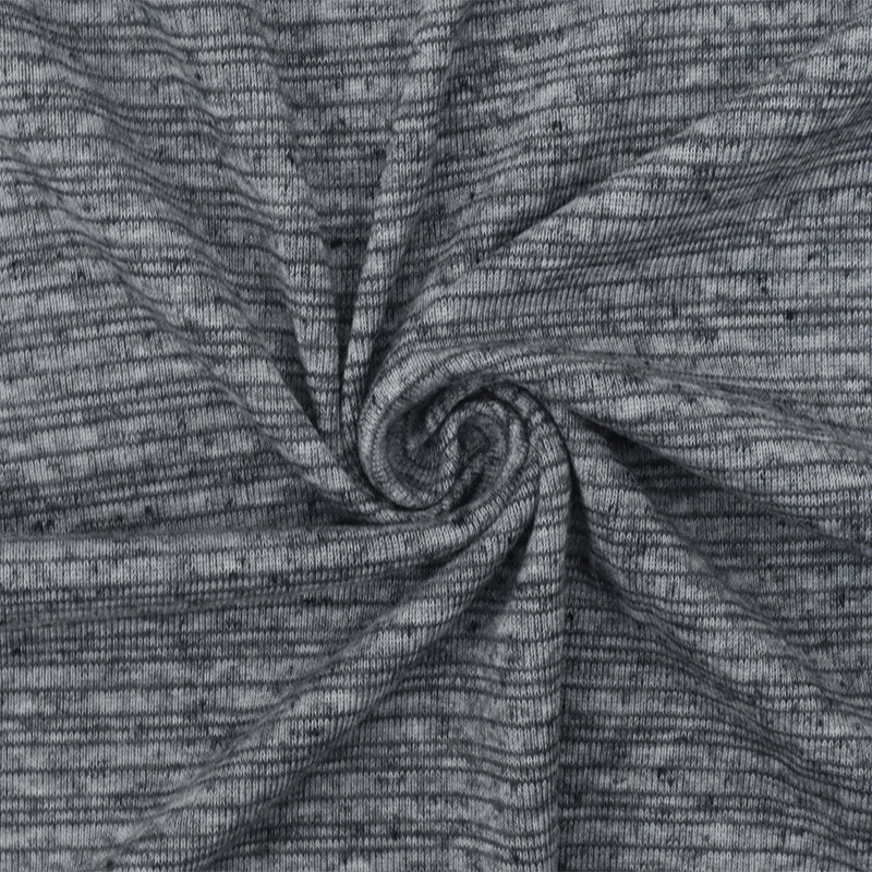 1 Yard Cold Gray White Black Texture Slub Striped Stretch Jersey Knit Fabric 60 Inches