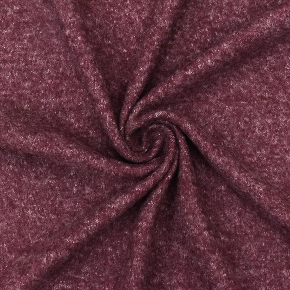 1 Yard Wine Red-Gray Texture Stretch Brushed Jersey Knit Fabric 56 Inches Wide