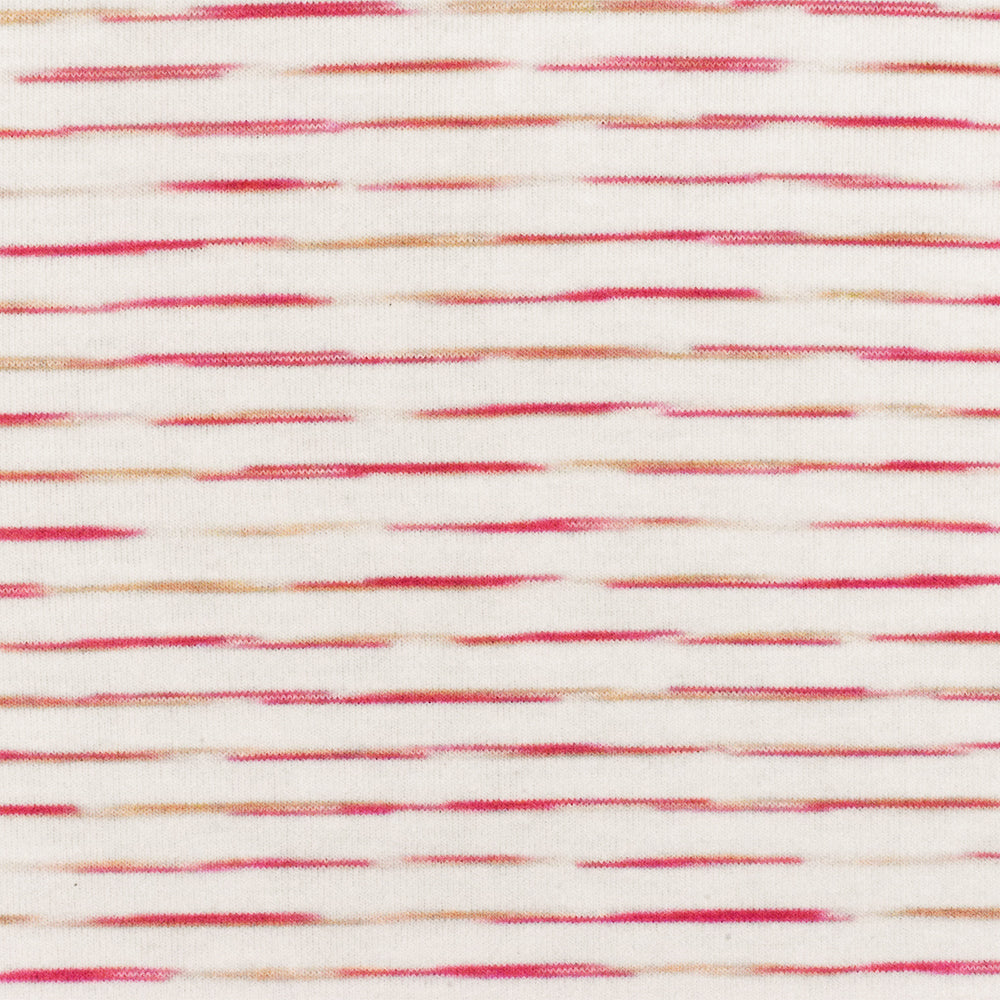 1 Yard Doll Pink White Beige Stripe Stretch Rayon Jersey Knit Fabric 58 Inches