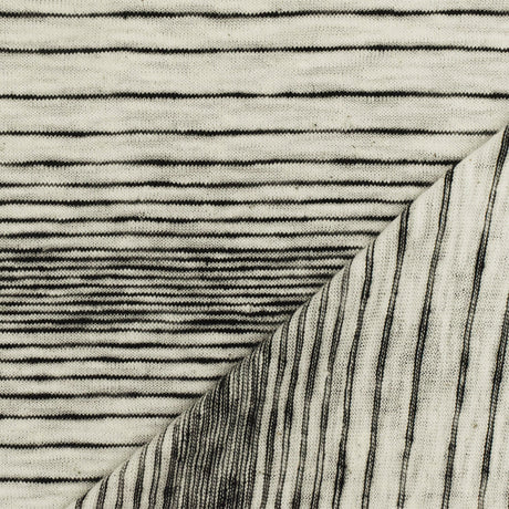 1 Yard Antique Black Ivory Stripe Cotton Stretch Jersey Knit Fabric 60 Inches