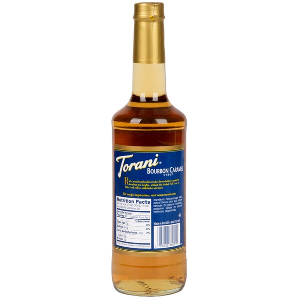 Torani Bourbon Caramel Flavoring Syrup 750 mL Glass Bottle
