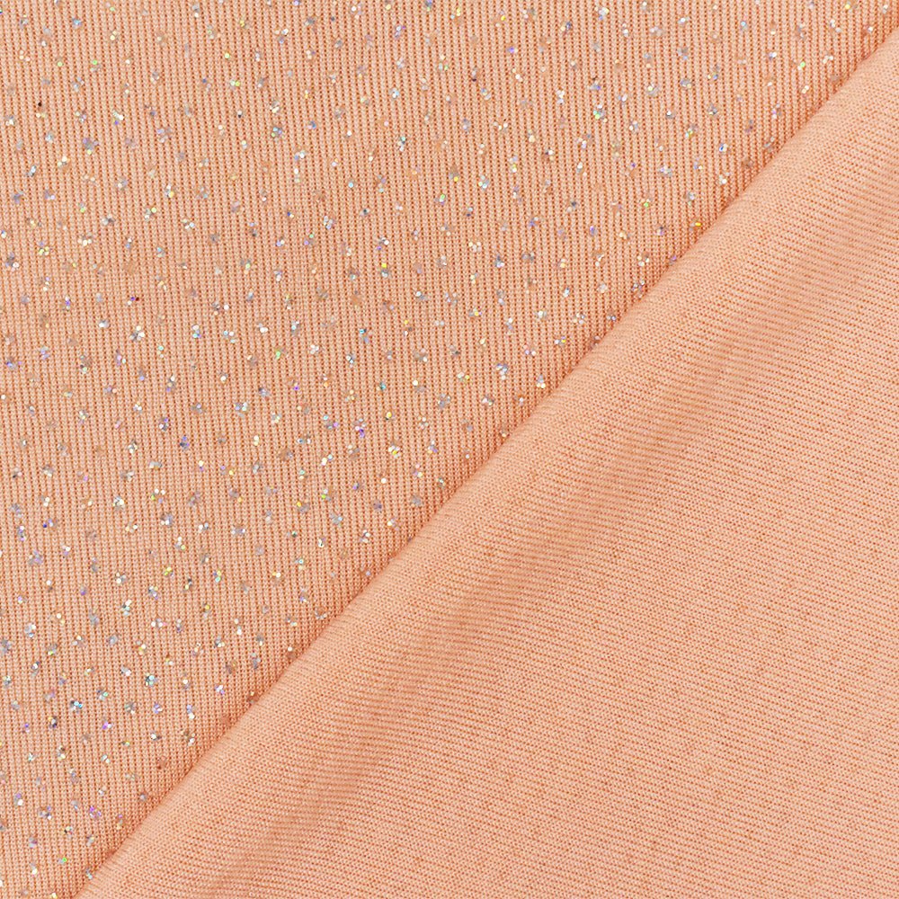 1 Yard Peach Orange Silver Metallic Sparkly Slinky Knit Fabric Stretchy Lustrous 58 Inches