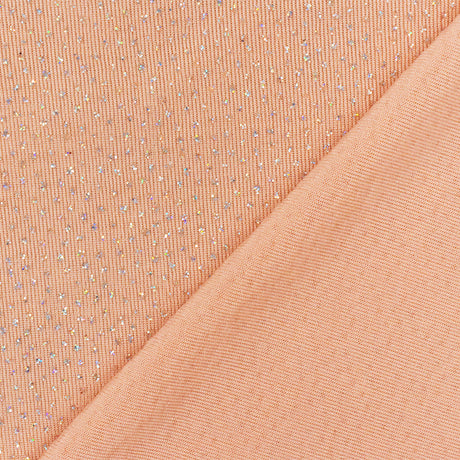 1 Yard Peach Orange Silver Metallic Sparkly Slinky Knit Fabric Stretchy Lustrous 58 Inches