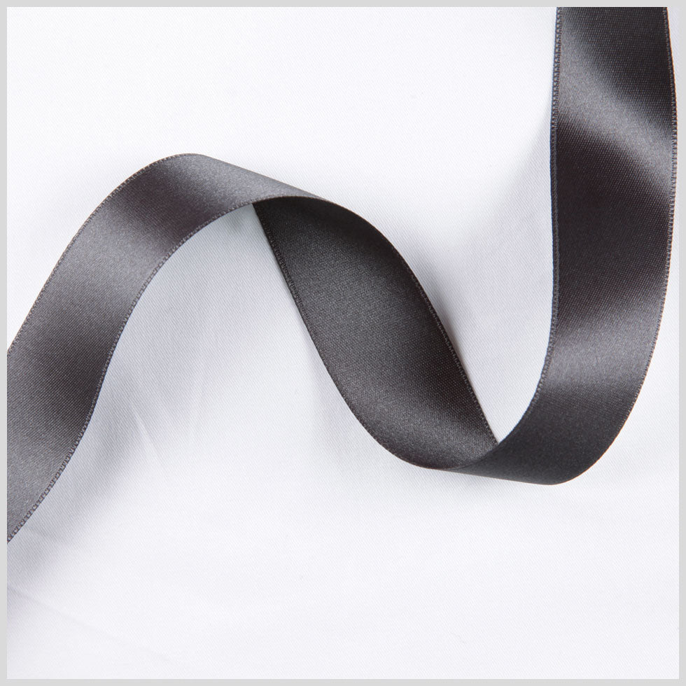 3/8" Charcoal Double Face French Satin Ribbon
