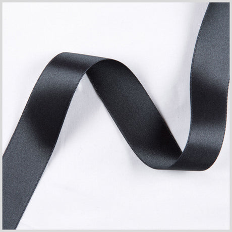 3/8" Matte Black Double Face French Satin Ribbon