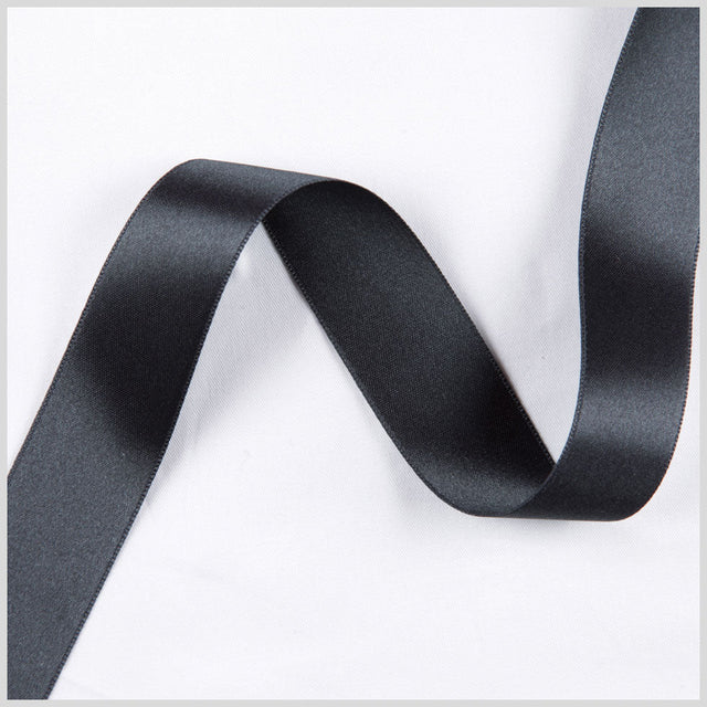3/8" Matte Black Double Face French Satin Ribbon