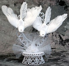 Anniversary / Wedding Cake Topper - E39- Doves on Heart