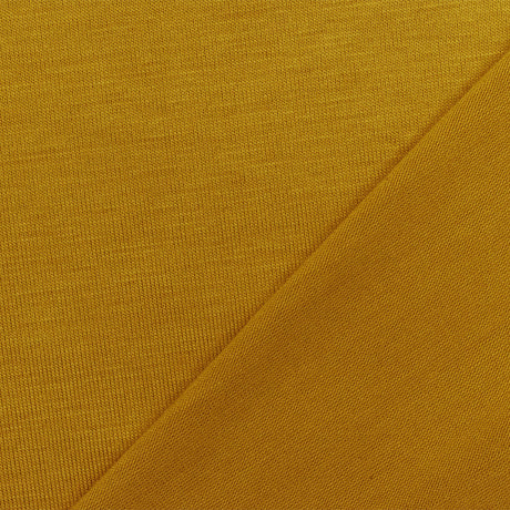 1 yarda de tela de punto jersey de modal con rayón y spandex amarillo mostaza para vestidos y camisetas básicas, ancho de 59 pulgadas