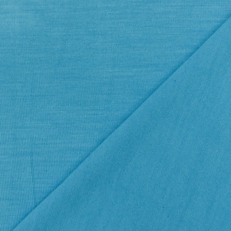 1 yarda de tela de punto jersey de modal con rayón y spandex azul piscina para vestidos y ropa deportiva, ancho de 58 pulgadas
