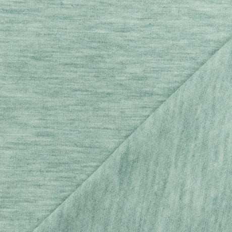 1 yarda de tela de punto jersey de modal con rayón y spandex texturizado en verde menta jaspeado y blanco marfil para vestidos y blusas, ancho de 58 pulgadas