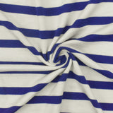 1 Yard Modern Blue Ivory Stripe Spandex Rayon Modal Jersey Knit Fabric For Blouses And Activewear 58 Inches Width