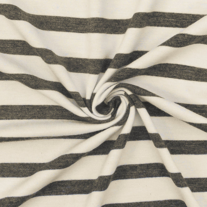 1 Yard Charcoal Gray Ivory Stripe Spandex Rayon Modal Jersey Knit Fabric For Dresses And Blouses 58 Inches Width
