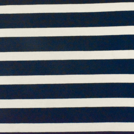 1 Yard Dark Navy Ivory Stripe Spandex Rayon Modal Jersey Knit Fabric For Blouses And Dresses 59 Inches Width