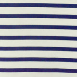 1 Yard Diamond Blue Ivory Stripe Spandex Rayon Modal Jersey Knit Fabric For Dresses And Activewear 58 Inches Width