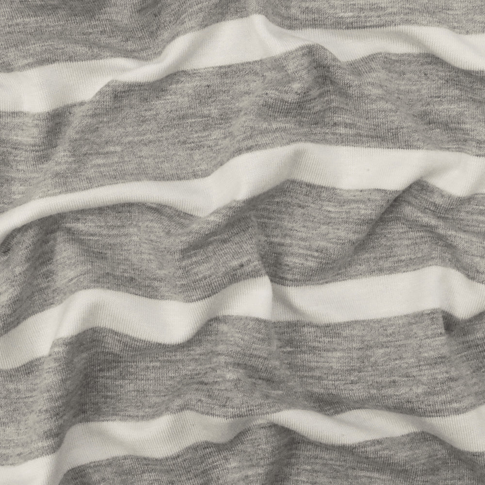 1 Yard Heather Gray Ivory Stripe Spandex Rayon Modal Jersey Knit Fabric For Blouses And Dresses 59 Inches Width