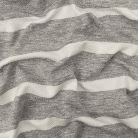 1 Yard Heather Gray Ivory Stripe Spandex Rayon Modal Jersey Knit Fabric For Blouses And Dresses 59 Inches Width