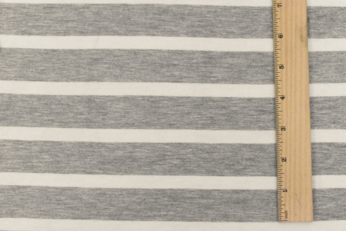 1 Yard Heather Gray Ivory Stripe Spandex Rayon Modal Jersey Knit Fabric For Blouses And Dresses 59 Inches Width