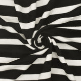 1 Yard Jet Black Ivory Stripe Spandex Rayon Modal Jersey Knit Fabric For Dresses And Activewear 59 Inches Width