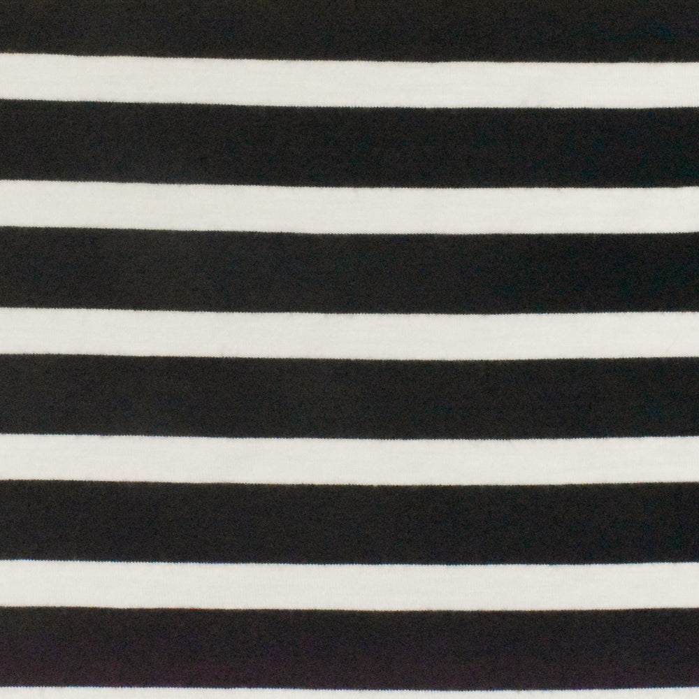 1 Yard Jet Black Ivory Stripe Spandex Rayon Modal Jersey Knit Fabric For Dresses And Activewear 59 Inches Width