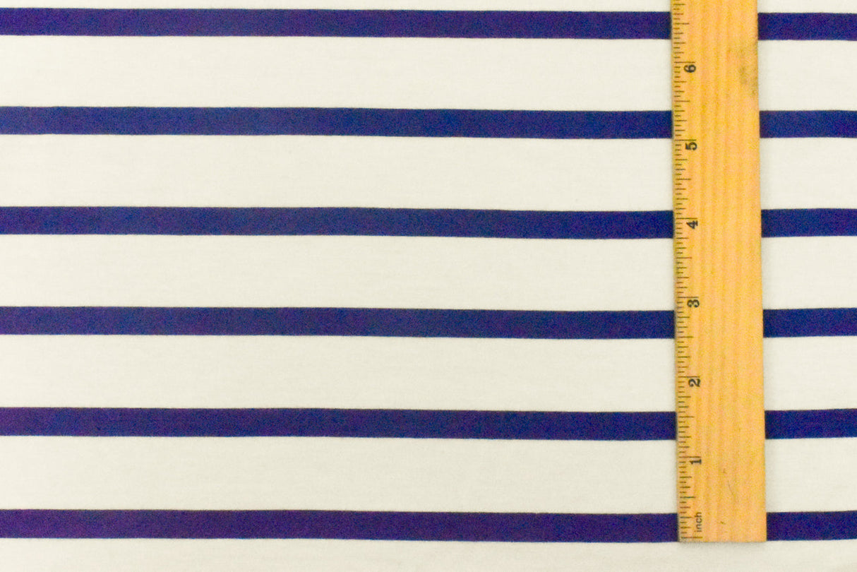 1 Yard Aquarium Blue Ivory Stripe Spandex Rayon Modal Jersey Knit Fabric For Dresses And Blouses 59 Inches Width
