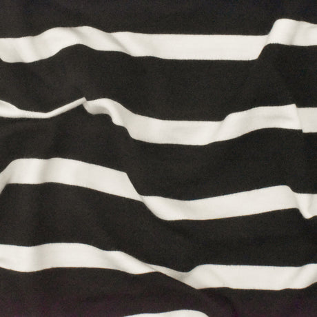 1 Yard Black Ivory Stripe Spandex Rayon Modal Jersey Knit Fabric For Blouses And Dresses 59 Inches Width