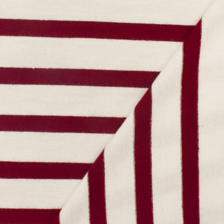 1 Yard Wine Red Ivory Stripe Spandex Rayon Modal Jersey Knit Fabric For Dresses And Blouses 58 Inches Width