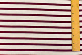 1 Yard Wine Red Ivory Stripe Spandex Rayon Modal Jersey Knit Fabric For Dresses And Blouses 58 Inches Width